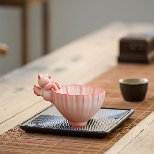 花柄ティーカップ ポータブル ユニーク セラミックティーカップ 家庭用 家族用 屋外 屋内用 8.1x5.6cm