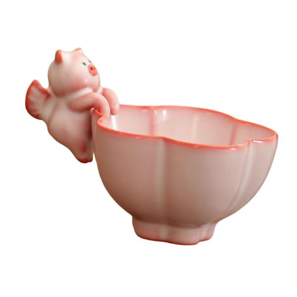 花柄ティーカップ ポータブル ユニーク セラミックティーカップ 家庭用 家族用 屋外 屋内用 7.5x5.2cm