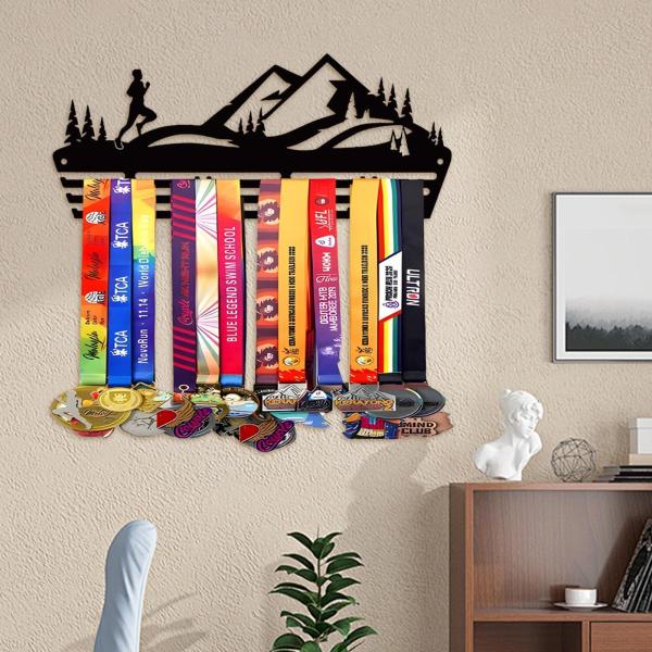スポーツレース用メダルディスプレイハンガーシェルフ アイアンオーガナイザー メダル収納ラック 