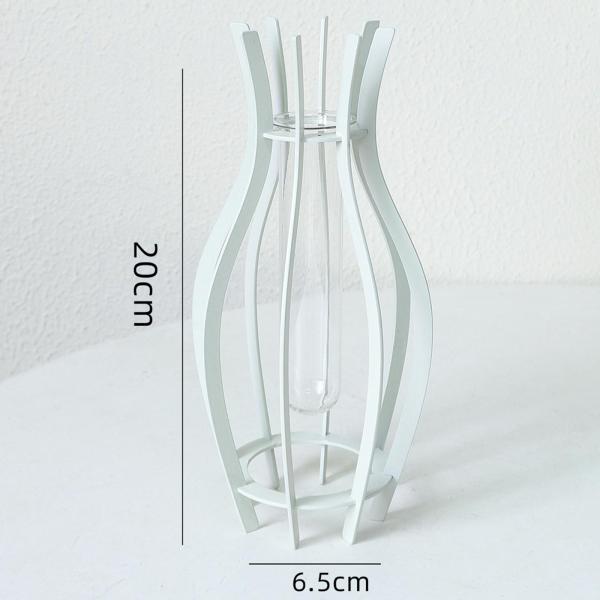 卓上花瓶プランター 透明 水耕栽培チューブ 本棚 ウェディング 温室用 ホワイト 6.5x6.5x20cm