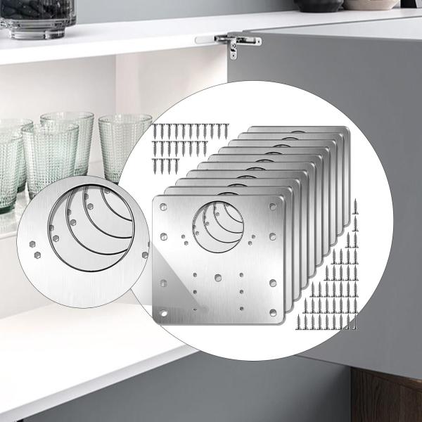 10 個セット キャビネットヒンジ修理プレート ステンレススチール 取り付けネジ付き 多目的取り付けプレート 簡単ブラケット