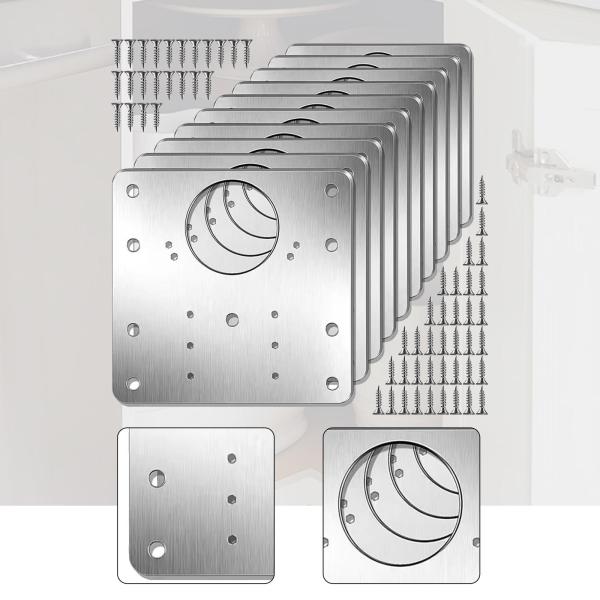 10 個セット キャビネットヒンジ修理プレート ステンレススチール 取り付けネジ付き 多目的取り付けプレート 簡単ブラケット