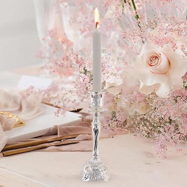 キャンドルホルダー 装飾工芸品 卓上ディナーパーティー用キャンドルスティックホルダー シルバー