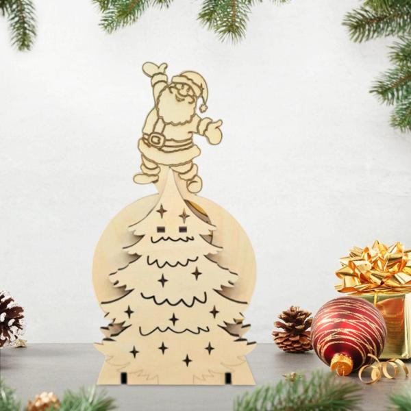 木製クリスマスツリー ホームデコレーションフィギュア キッチン ホリデーテーブル サンタクロース用