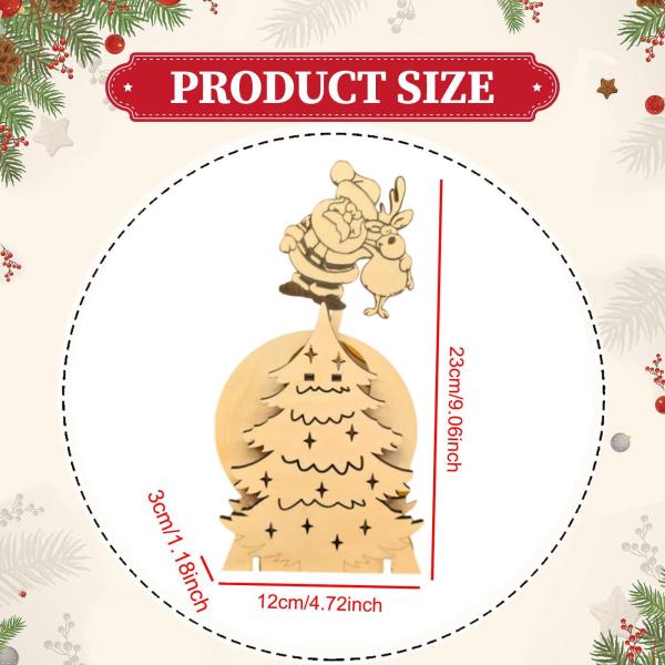 木製クリスマスツリーホームデコレーションフィギュアキッチンホリデーテーブルの装飾サンタクロースと鹿