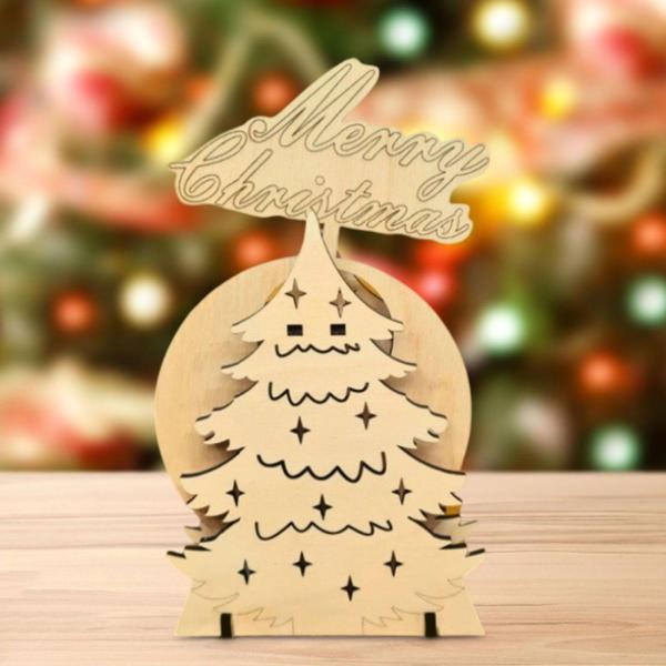 木製クリスマスツリー ホームデコレーションフィギュア キッチン ホリデー テーブル レター用装飾