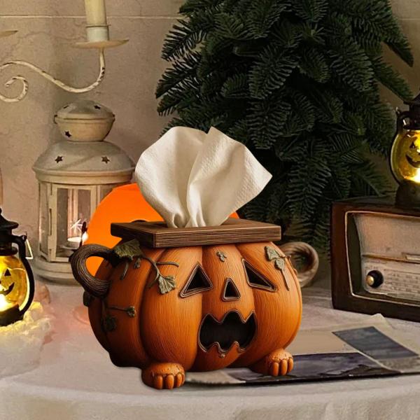 ハロウィンかぼちゃティッシュボックス 不気味なかぼちゃティッシュケース リビングルーム デスクトップ ナプキンホルダー 秋 感謝祭 パーティー用装飾