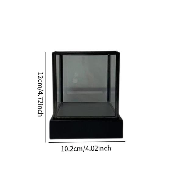 ガラスディスプレイケース ヴィンテージ アクションフィギュア収納ボックス オフィスデスクモデル用 ブラック