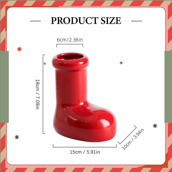 クリスマス レッドブーツ花瓶 セラミック製 花瓶 デコレーション