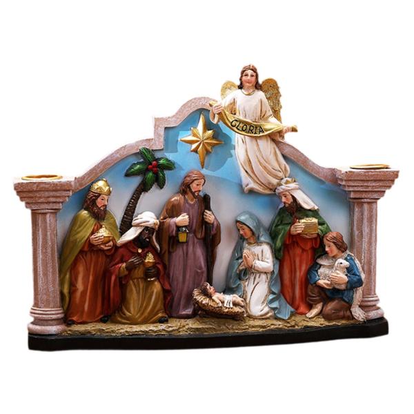 クリスマスの降誕シーンのフィギュアセット イエスの聖家族像