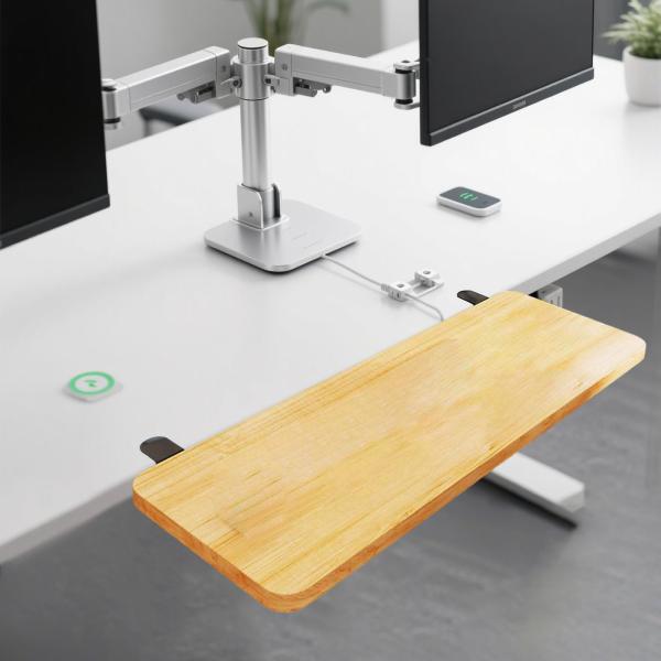 デスクエクステンダーボード 取り付け簡単 クランプ式 省スペース デスクエクステンダートレイ 木製カラー