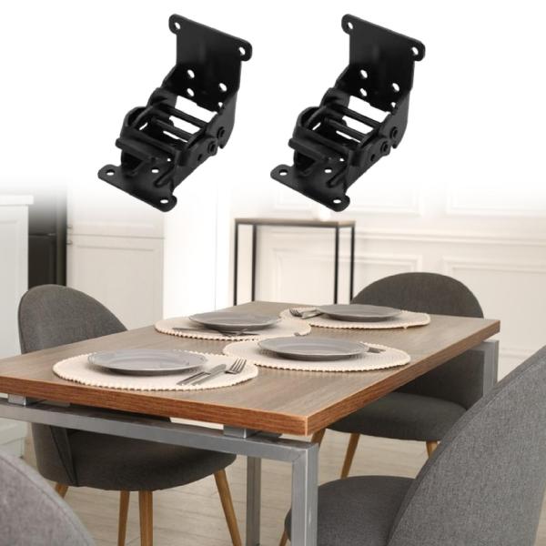 折りたたみブラケット セルフロックヒンジ キッチンガレージロック延長サポート マットブラック 2個