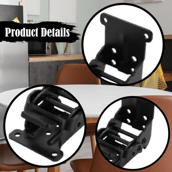 折りたたみブラケット セルフロックヒンジ キッチンガレージロック延長サポート マットブラック 2個