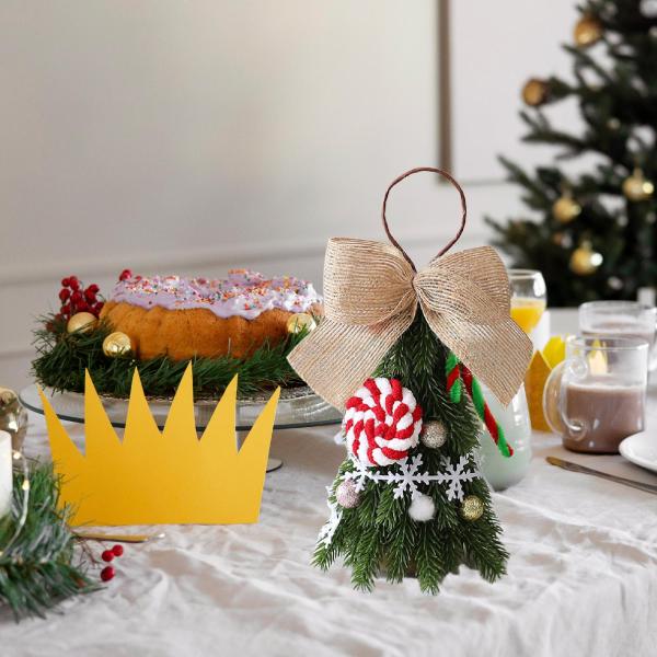 小さな人工クリスマスツリーオーナメント パーティー リビングルーム 吊り下げフープ付き スノーフレーク付き