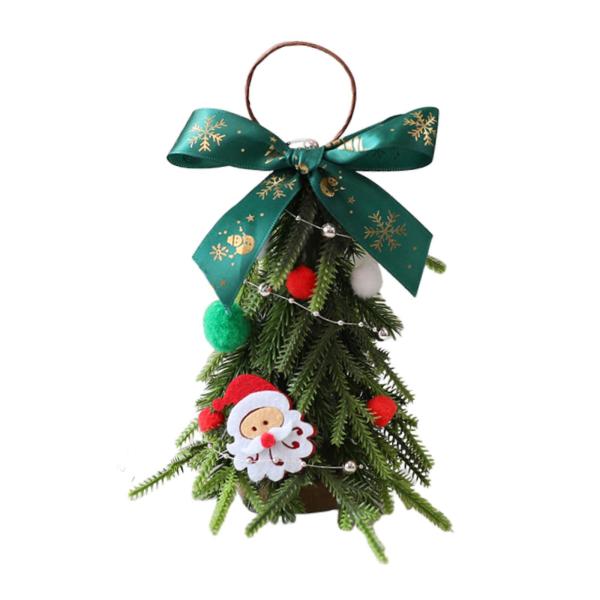 小さな人工クリスマスツリーオーナメント パーティー リビングルーム 吊り下げフープ付き サンタクロース付き