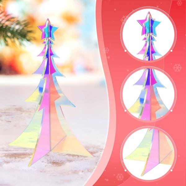 アクリル製クリスマスツリーデコレーション3個、ミニクリスマスツリーセンターピース、屋内フェスティバル用の小さな人工卓上
