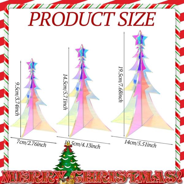 アクリル製クリスマスツリーデコレーション3個、ミニクリスマスツリーセンターピース、屋内フェスティバル用の小さな人工卓上