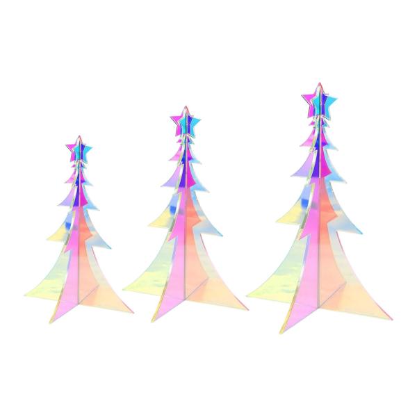 アクリル製クリスマスツリーデコレーション3個、ミニクリスマスツリーセンターピース、屋内フェスティバル用の小さな人工卓上