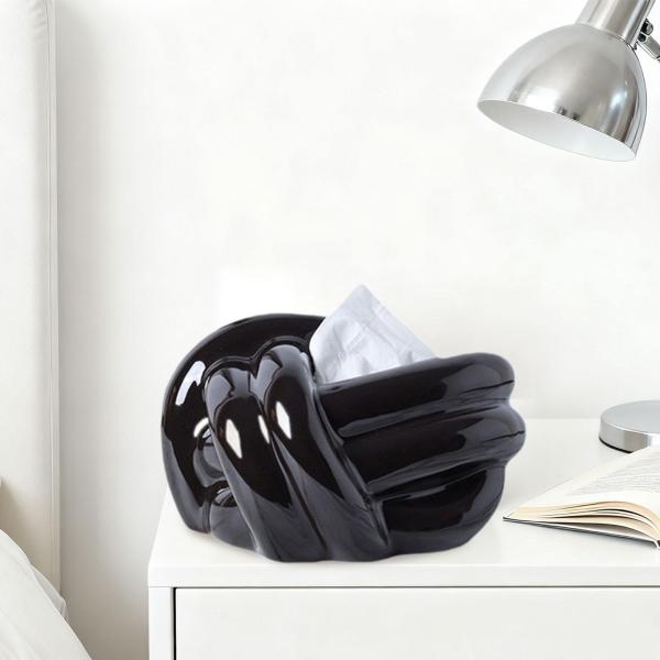 ティッシュボックスカバー 卓上装飾 ティッシュホルダー 家庭用 キッチン バスルーム ブラック