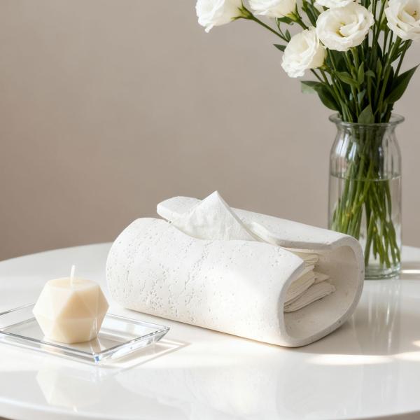 ティッシュボックスカバー 樹脂製 ティッシュホルダー 寝室 浴室 リビングルーム用 ホワイト