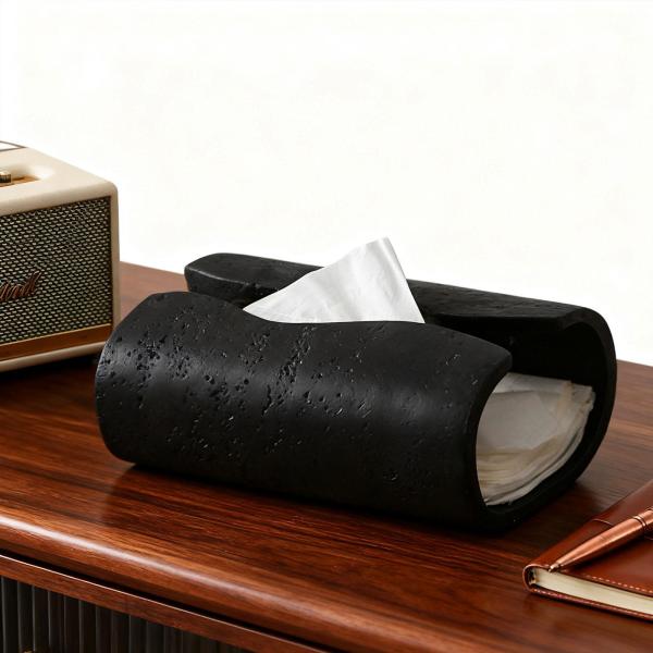 ティッシュボックスカバー 樹脂製 ティッシュホルダー 寝室 浴室 リビングルーム用 ブラック