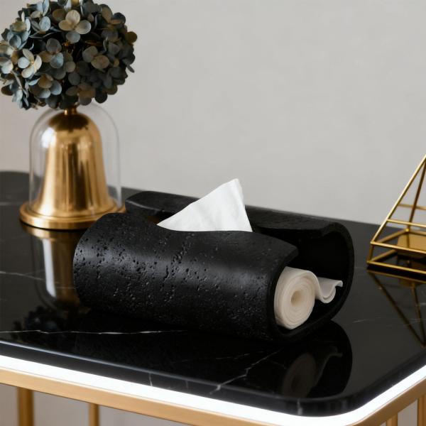 ティッシュボックスカバー 樹脂製 ティッシュホルダー 寝室 浴室 リビングルーム用 ブラック