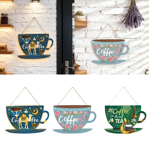 コーヒーバードアサイン 軽量カフェサイン カッププレート ショップストアコーヒー用 ダークブルー