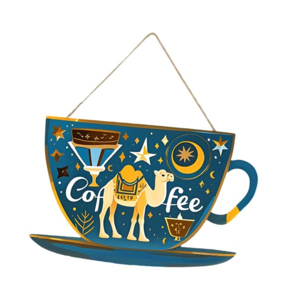 コーヒーバードアサイン 軽量カフェサイン カッププレート ショップストアコーヒー用 ダークブルー