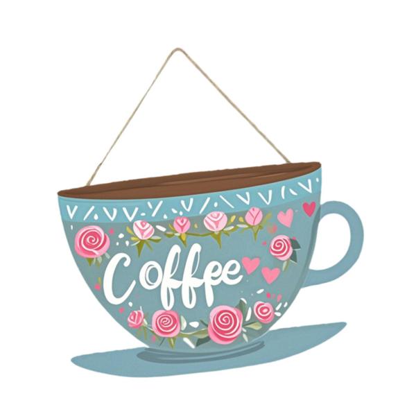 コーヒーバードアサイン 軽量カフェサイン カッププレート ショップストアコーヒー用 ライトブルー