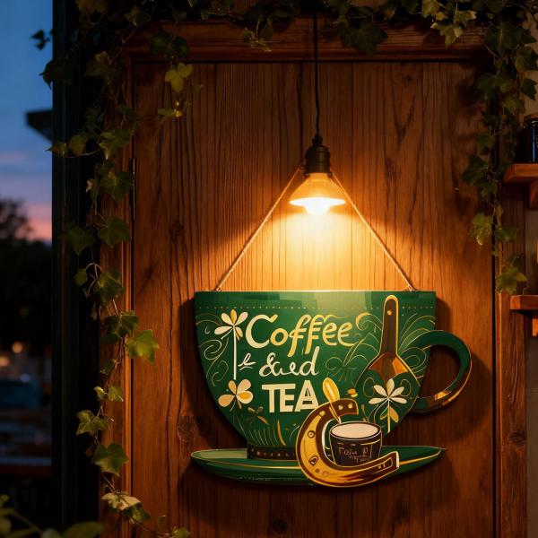 コーヒーバードアサイン 軽量カフェサイン カッププレート ショップストアコーヒー用 グリーン