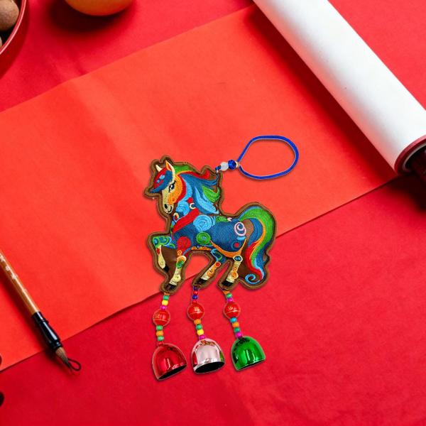 中国の旧正月馬飾り 春節飾り オフィス リビングルーム ベル コーヒー 刺繍