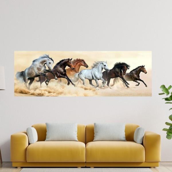 走る馬の絵画 フレームなし 馬 壁掛けアート ホームオフィス 寝室用 60X180cm