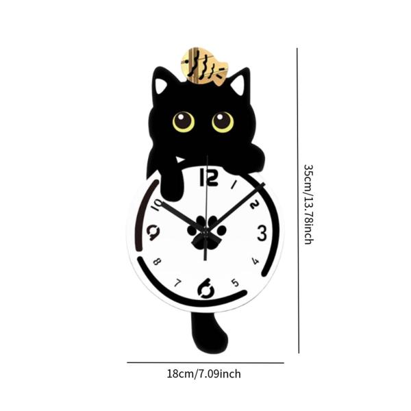 猫の振り子壁掛け時計 装飾時計 かわいい 軽量 壁飾り 静音 寝室 教室