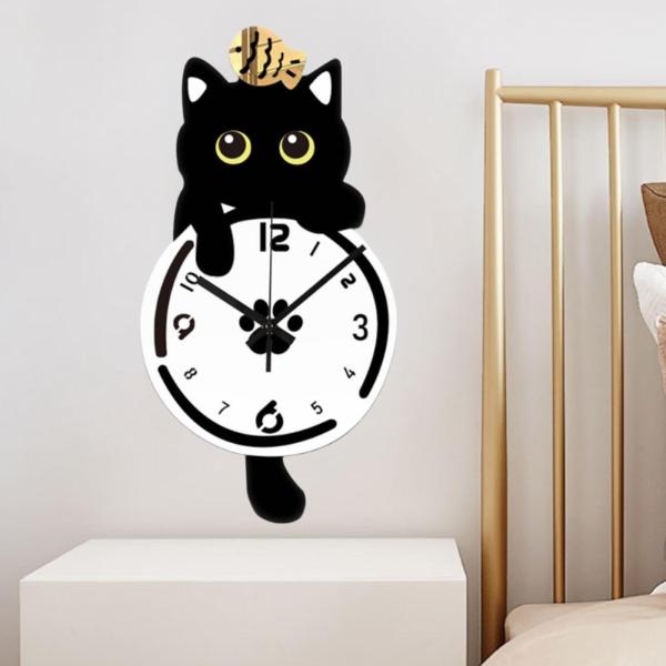 只今、TimeSALE❗️インテリアポスター♡壁掛け‼️個性的で可愛いです‼️ 猫の振り子壁掛け時計 装飾時計 かわいい 軽量 壁飾り 静音 寝室 教室