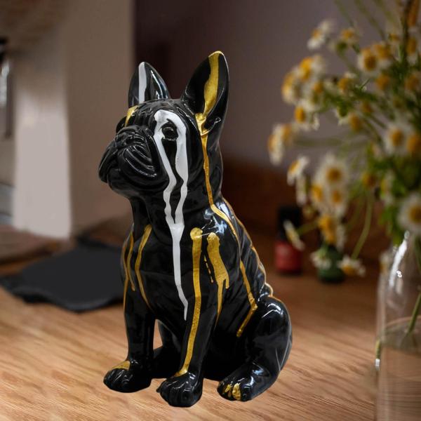 フレンチブルドッグの像 アートクラフト オーナメント クリエイティブなデスクトップ装飾 スタイリッシュな犬の置物 キャビネットや暖炉用の動物彫刻