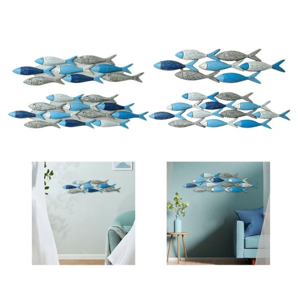 魚の壁飾り 装飾木製壁飾り 寝室 家庭 リビングルーム用 66.5cmx16cm