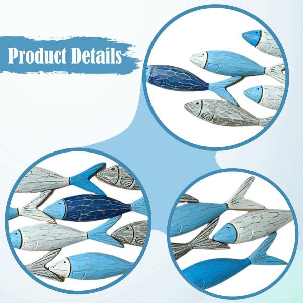 魚の壁飾り 装飾木製壁飾り 寝室 家庭 リビングルーム用 81cmx20.5cm