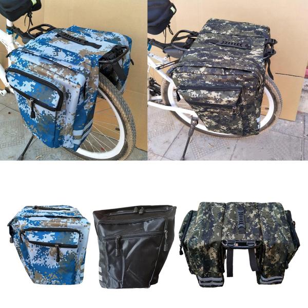 サイクリングバイク自転車ダブルパニエリアシートバッグトランクバッグカモフラージュグリーン