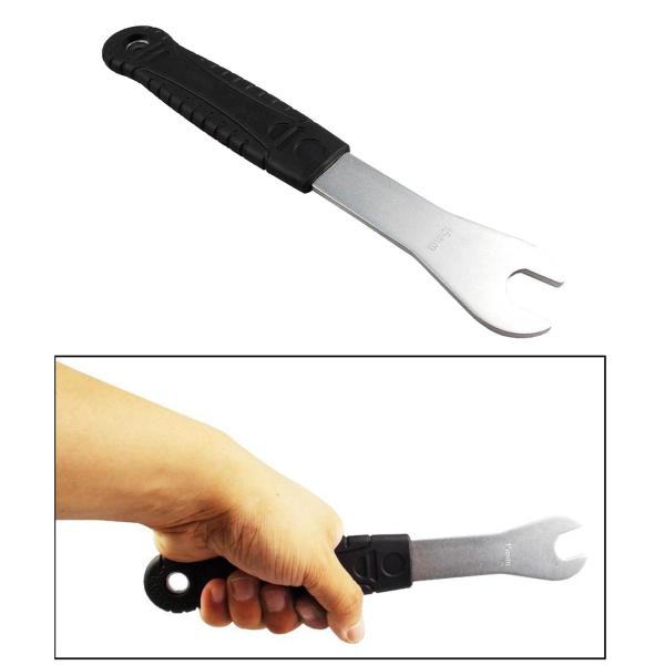 自転車バイクペダルレンチエクストラロングハンドル-グレートバイクペダル除去ツールスパナ15ミリメートル