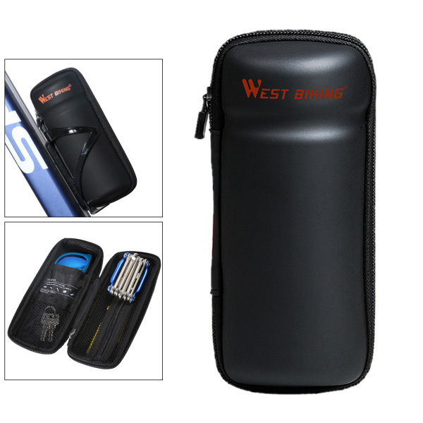 自転車バッグボトル缶ホルダー、防水バイク修理キット、ツールキー収納