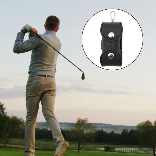 ゴルフボールレザーポーチバッグティーウエストホルダーゴルフスポーツアクセサリーブラック
