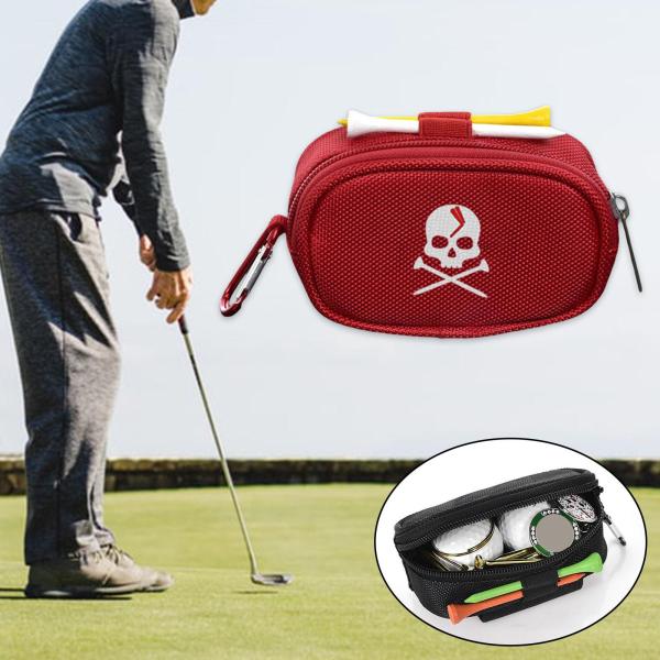 ゴルフボールティーウエストポーチホルダーベルトスポーツバッグコンテナジッパーレッド
