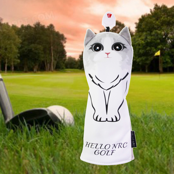 ゴルフ ヘッドカバー 猫ちゃん PUレザー 高品質 伸縮性 厚い裏地 損傷