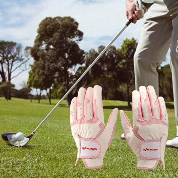女性用 ゴルフグローブ ゴルフ手袋 ピンク 女性 ゴルフミトン 左手 右手 1ペア入り 通気性 柔軟...