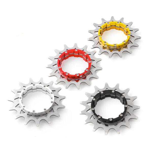 14Tシングルスピードフライホイールアダプターカセットスペーサー取り外し可能なコグシルバー