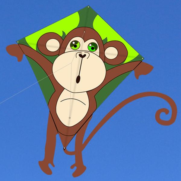 鮮やかなモンキーカイトイージーフライヤー家族旅行のための楽しい動物シングルラインカイト
