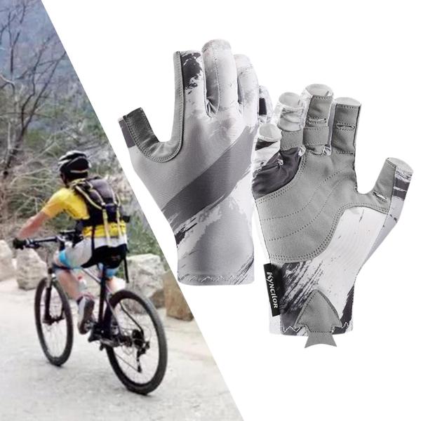 ハーフフィンガーサイクリンググローブ衝撃吸収自転車釣り用グレーL
