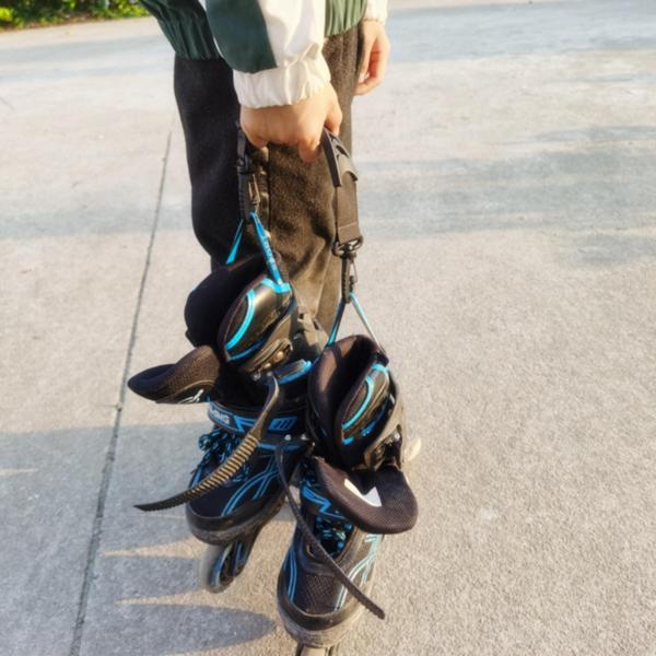 1PCスケートシューズキャリアストラップ耐久性のあるローラースケートハンギングハンドルバックブラック