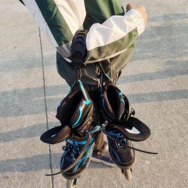 1PCスケートシューズキャリアストラップ耐久性のあるローラースケートハンギングハンドルバックブラック