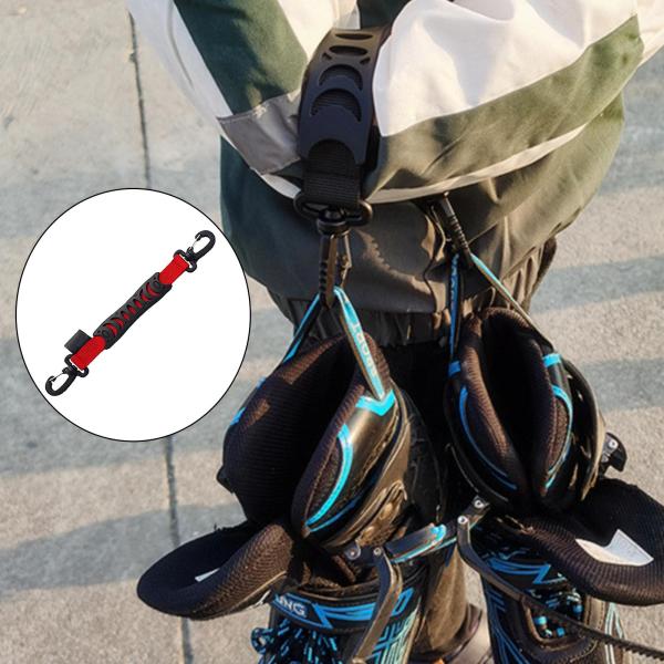 1PCスケートシューズキャリアストラップ耐久性のあるローラースケートハンギングハンドルバックブラック